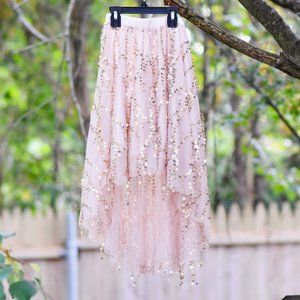 Joyfolie Hi-Low Sequined Cream Skirt Girls Size 6